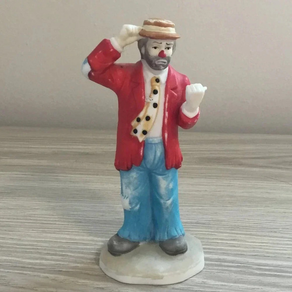 Clown en porcelaine vintage Emmett Kelly Jr fatigué Willie auto-stoppeur 6" rare - Picture 1 of 8